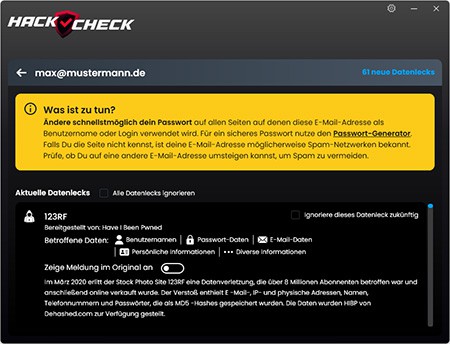 Abelsoft hack check Dark Web monitroring