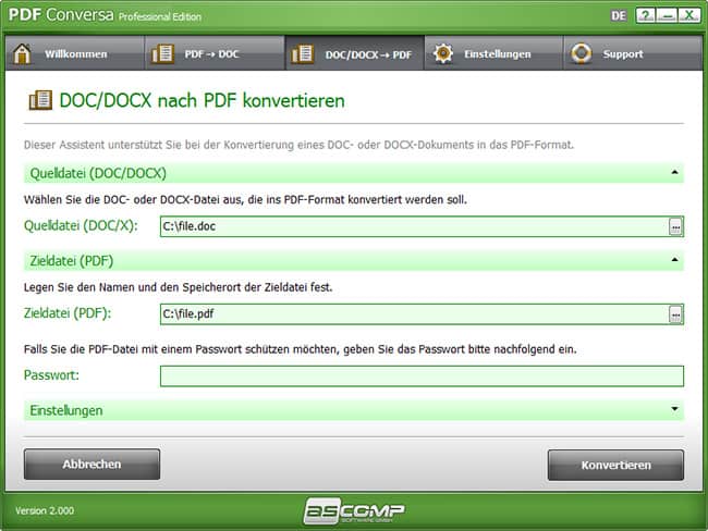 ASCOMP PDF Conversa aktuelle Version