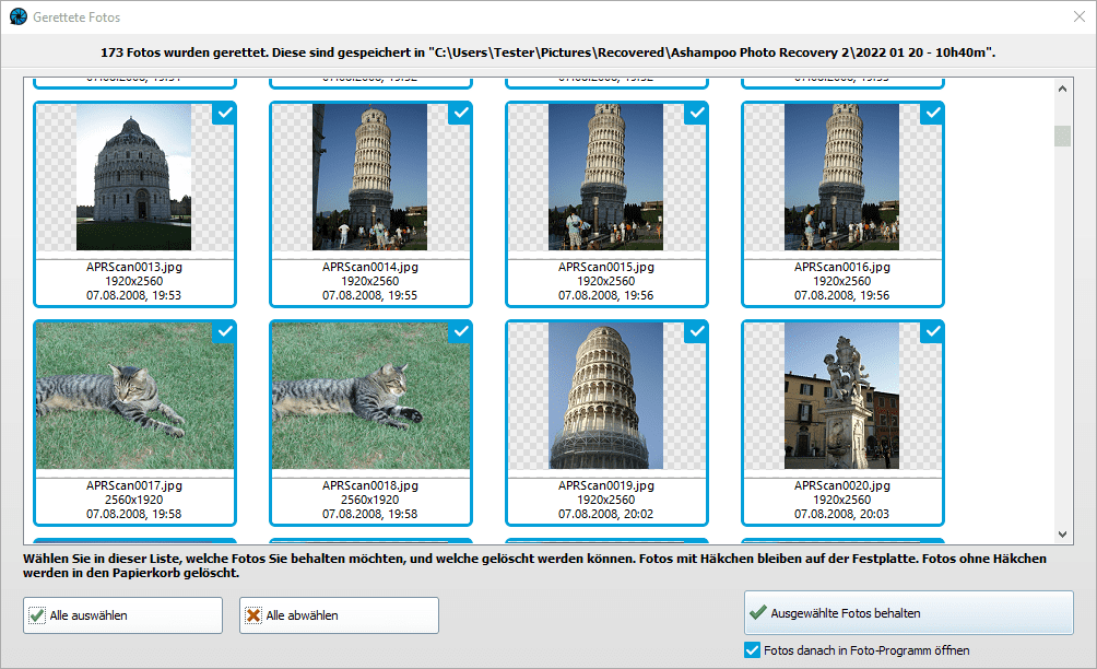 Ashampoo Photo Recovery rettet Ihre Bilder - egal von welchem Datenträger!