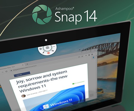 Ashampoo Snap 14 PC Software um Bildschirminhalte aufzuzeichnen umsonst