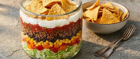 Taco-Salat mit selbst gemixten Chips Taco-Salat mit selbst gemixten Chips